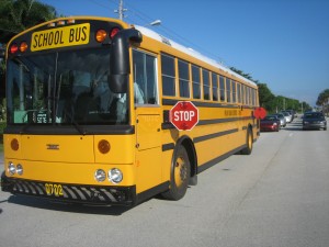 School bus with retread tires